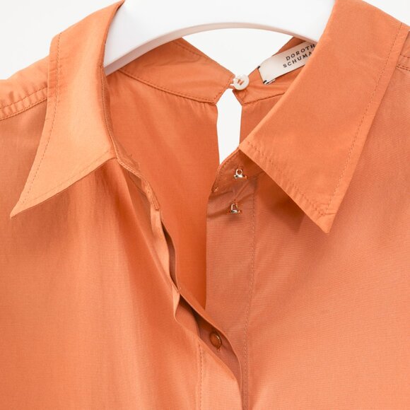 Dorothee Schumacher Spring 2019 Orange Taffeta Oversized Button-Up Shirt - Picture 7 of 10